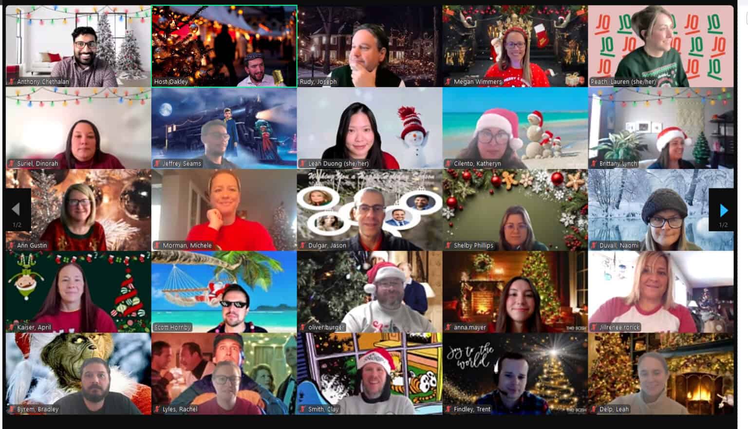 Remote colleagues playing The Big Fat Festive Quiz on a video call
